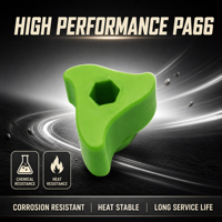 Bouton triangulaire en nylon vert, écrou de serrage à 3 bras en plastique avec trou hexagonal pour réglage de machine, quincaillerie industrielle