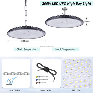 Projecteur LED <span class=keywords><strong>Industriel</strong></span> UFO Grande Hauteur 100W 200W 300W IP65 pour Entrepôt, <span class=keywords><strong>Atelier</strong></span>, Commercial, Supermarché – Stock UE - Product Image 2