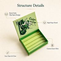 Boîte d'emballage personnalisée pour 5 paquets de cigarettes enroulées, style livre, avec logo imprimé UV, luxe, 109 mm, pour pré-rouleaux à base de plantes, avec insert