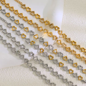 Set di Collana e Bracciale a Forma di Cuore in Acciaio al Titanio 18K, Gioielli Artigianali Magnifici per Donna, Joyas De Acero Inoxidable Al Por Mayor - Product Image 1
