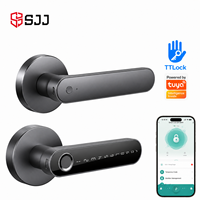 Serrure Intelligente SJJ Tuya App avec Déverrouillage par Empreinte Digitale, Carte Clé et Code – Idéale pour Portes en Bois, Acier, Acier Inoxydable et Alliage d'Aluminium
