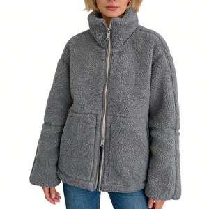 Veste d'hiver oversize en polaire zippée pour femme - Col montant avec poches - Tendance - Product Image 5