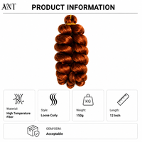 Extensions de cheveux synthétiques tressées au crochet, boucles françaises et italiennes, 12 pouces, 150g, fibre haute température, couleur gingembre, vente en gros