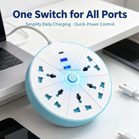 Multiprise universelle avec USB-C, 4 prises, rallonge, station de charge de bureau pour la maison et le bureau
