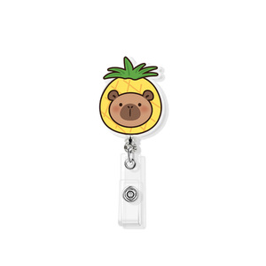 Porte-badge rétractable en plastique avec motif Capybara mignon de dessin animé, clip pour badge en forme de fruit, pour le bureau, vente en gros - Product Image 4