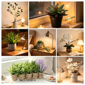 Composizione Artificiale di <span class=keywords><strong>Cactus</strong></span> e Succulente in Vaso di Cemento Scanalato con Ciottoli Bianchi, Pianta del Deserto Finta per Arredamento Casa - Product Image 5