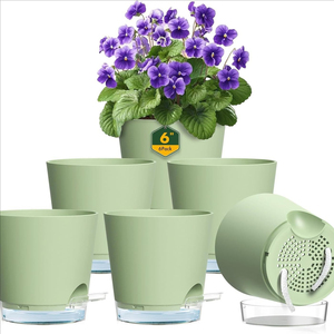 Pot de fleurs auto-arrosant en plastique de 4/5/6/7/8 pouces pour jardin, petit pot de fleurs auto-arrosant pour <span class=keywords><strong>paresseux</strong></span> - Product Image 5