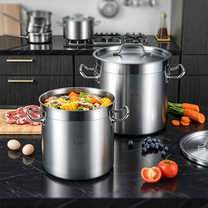 OEM UKW Utensilios de Cocina, Ollas Grandes Industriales Apilables, Juego de Ollas de Acero <span class=keywords><strong>Inoxidable</strong></span> de 3 Capas con Fondo Compuesto para Sopa - Product Image 4