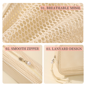 HANFEIZI Mesh Fabric Cosmetic <strong>Bag</strong> Travel Toiletry <strong>Wash</strong> <strong>Bag</strong> Portable Makeup Organizer <strong>Bag</strong> for <strong>Women</strong> - Product Image 5