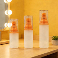 Vente en gros de flacons pompe sans air transparents de 15 ml, 30 ml, en plastique givré, 100 ml, en PET, PP, pour emballages de crème cosmétique et de lotion