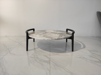 Neue chinesische Luxus Restaurant Wohnzimmer Möbel Tea Center Beistell tisch Massivholz rahmen Runde Marmorplatte Moderne Couch tische