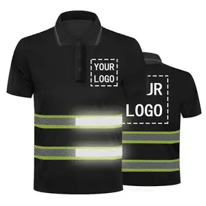 高能见度安全马球衫定制您的文字工作制服安全马球衫带反光带其他制服