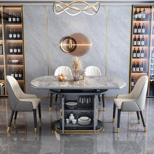 Ensemble table et chaises de salle à manger 6 pièces, extensible, pliable, style moderne minimaliste - Product Image 2