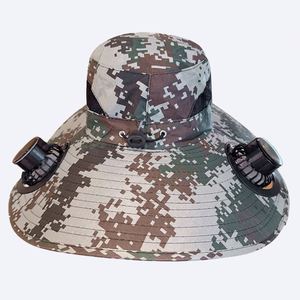 Chapeau de soleil surdimensionné pour homme avec logo personnalisé, à large bord, imprimé, pour la pêche en extérieur, camouflage, réversible, avec cordon, style bob, avec ventilateur solaire intégré - Product Image 1