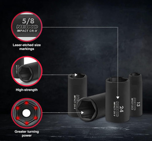 Jeu de douilles en acier Cr-V de 50 pièces, kit de clés à cliquet métriques et SAE pour la réparation et l'entretien automobile, garage - Product Image 6