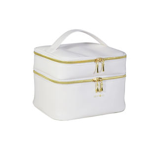 Neceser de viaje de cuero vegano personalizado para <span class=keywords><strong>brochas</strong></span> de <span class=keywords><strong>maquillaje</strong></span>, neceser de piel sintética de gran tamaño, Neceser de <span class=keywords><strong>maquillaje</strong></span> de cuero blanco para mujer - Product Image 3