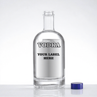 Bouteille en verre ronde de 750 ml pour spiritueux artisanaux, emballage d'alcool vide de qualité supérieure, fond épais