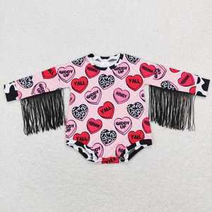 Ready Ship Wholesale Casual <b>Baby</b> Girls Spring Clothing Valentine's Day Western Cow Heart Print Polyester Long Sleeve <b>Button</b> Top - Product Image 4