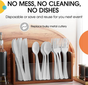 Cuillères et fourchettes jetables écologiques pour la crème glacée - Fournitures de camping et de restauration Biodégradables Sans BPA Sans danger pour les aliments Durables - Product Image 3