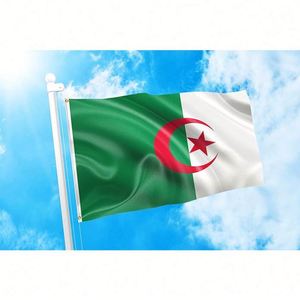 Drapeau promotionnel 3x5 pieds en polyester 100D, à double couture, pour l'Algérie, drapeau national <span class=keywords><strong>arabe</strong></span> - Product Image 2
