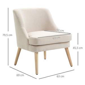 Fauteuil de salon avec accoudoirs en lin, fauteuil rembourré, pieds en bois, chaise d'appoint pour salon, chambre, salle à manger, style détente - Product Image 2