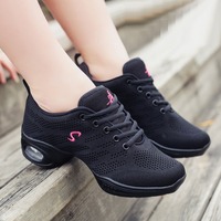 Chaussures de danse jazz modernes pour femmes, légères, avec talon coussiné, empeigne en mesh et PU, chaussures de danse durables