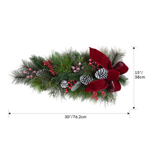 พู่ห้อยประดิษฐ์สีแดงเบอร์รี่ตกแต่งผนังสำหรับเทศกาลคริสต์มาส - Product Image 2