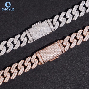 Precio de Fábrica Cadena Cubana de Plata de Ley S925 con 2 Filas de Moissanita VVS Certificada GRA, Estilo Hip Hop Iced Out, Collar de 13MM de Ancho - Product Image 4