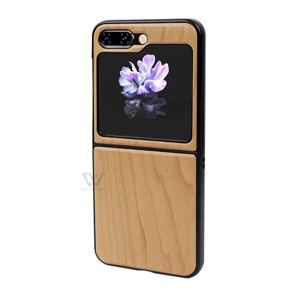 Case ponsel sederhana kayu asli, ramah lingkungan Cover pelindung kayu casing ponsel canggih Anti aus untuk Samsung Z Flip 5
