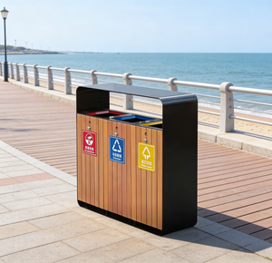 Poubelles extérieures en acier inoxydable, bacs à fruits à <span class=keywords><strong>trois</strong></span> <span class=keywords><strong>compartiments</strong></span>, conteneurs pour coquilles de fruits pour parcs, écoles, poubelles - Product Image 2