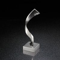Trophée en cristal personnalisé écologique avec logo sur mesure - Récompenses d'entreprise, base en alliage de zinc torsadé, insertion en verre, coffret cadeau