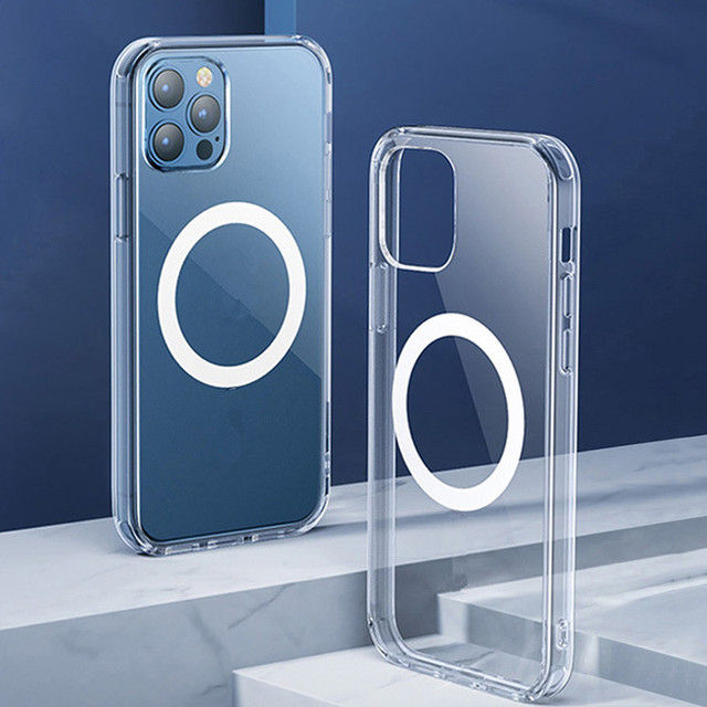 Acrylic Shockproof Magnetic Suction Wireless Charging Transparent Clear Phone Case for iPhone 16 15 14 13 12 11 Pro Max XR 7 8