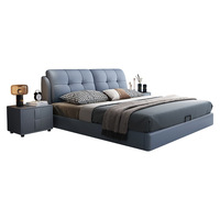 Lit simple moderne, tête de lit double, ensemble de meubles de chambre à coucher, lit king-size, lit queen-size, luxe léger, rangement, cadre en bois massif, haute qualité
