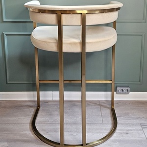 Taburete de silla alta de <span class=keywords><strong>Bar</strong></span> de tela de diseño moderno elegante y lujoso para uso en el hogar, oficina, comedor, hotel - Product Image 3