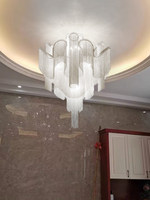 Lampe de plafond italienne postmoderne de luxe léger en fer forgé et aluminium avec pompons – LED/Incandescente pour salons/salles à manger