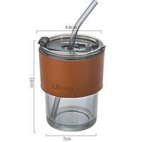 Tasse en Verre Isotherme Portable Personnalisée Haut de Gamme avec Paille pour Café ou Eau, Idéale pour le Bureau ou la Maison