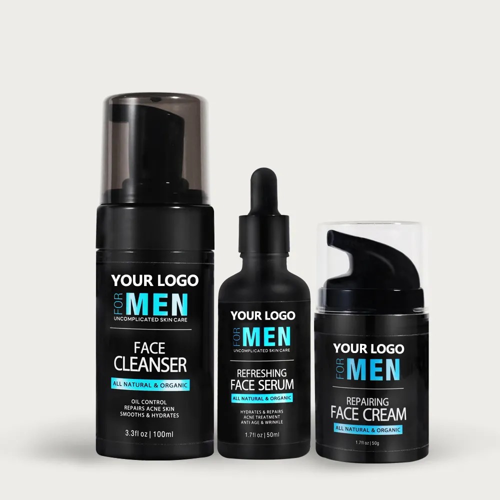 Korean Natural Organic Man Skin Care Anti Aging Facial Cleanser Serum Moisturizer Cream Skin Care Set Men