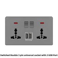 Enchufes Eléctricos Estándar Británico de Doble Salida, Puertos Tipo-C de 18W con Carga Rápida, Enchufe de Pared USB Universal para PC PANEL UK 13A