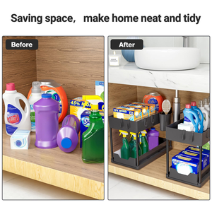 Home Countertop Organizers Double-Tier Drawer Under Sink Organizer Kitchen Cutlery Organizer Storage Rack - Product Image 3