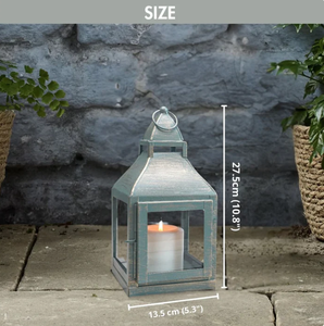 Juego de farolillos hechos a mano de Miami, acabado rústico verde al atardecer, farolillos decorativos de Metal de 11,4 pulgadas y 10,8 pulgadas - Product Image 2