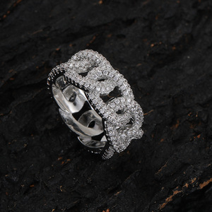 Men's Cuban <b>Ring</b>, Electroplated Zircon Chain <b>Ring</b>, Trendy <b>Couple</b> Index Finger <b>Ring</b>. - Product Image 3