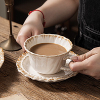 Service de table en porcelaine fine américaine style Kiln, couleur sous-glaçure, assiettes rétro et tasses à café, ensemble de tasses à thé de l'après-midi pour la maison