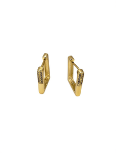 Orecchini a Cerchio Geometrici Placcati Oro in Lega con Cristalli e Strass, Gioielli Unisex alla Moda - Product Image 1