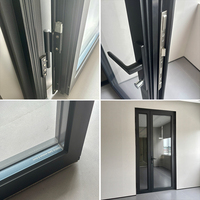 Estilo francés, Exportación principalmente a puertas de aluminio con rotura térmica de Color negro americano, puerta delantera con bisagras de vidrio, Patio Exterior