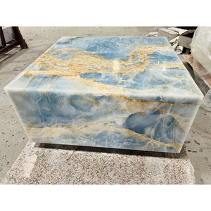 Đá tự nhiên đồ nội thất tùy chỉnh trắng xanh Onyx Đá Cẩm Thạch Bàn cà phê phòng khách trung tâm bảng vuông Cube Onyx ngọc Bàn cà phê - Product Image 1