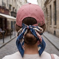 Casquette de baseball unisexe rose en tissu Oxford Dobby 5 panneaux 100 % coton avec logo personnalisé, ruban floral en forme de feuille et nœud papillon pour l'été et les vacances à la plage