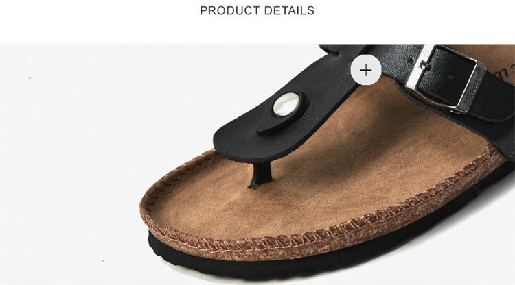Unisex Cork Slippers Casual Beach Double Buckle Non-slip Outside Leather Slides Sandals Custom Logo