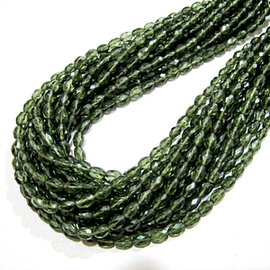 Perles ovales facettées en apatite verte naturelle authentique de 6 mm, 13 pouces - Product Image 1