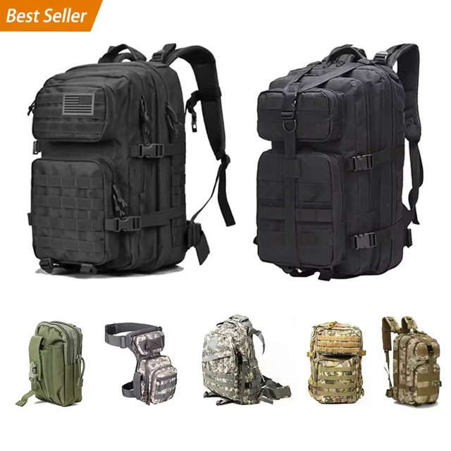 45L Geometric Pattern Tactical Backpack Waterproof Anti-Theft RFID Protection Air Cushion Belt Unisex Hiking Backpack Oxford