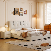 Lit de rangement moderne JUNYUHAO JCM-Y12, taille King, revêtement en cuir, mousse haute densité, certifié E0, structure en pin